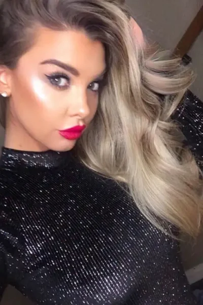 Emily with glamorous makeup and glitter dress – escort