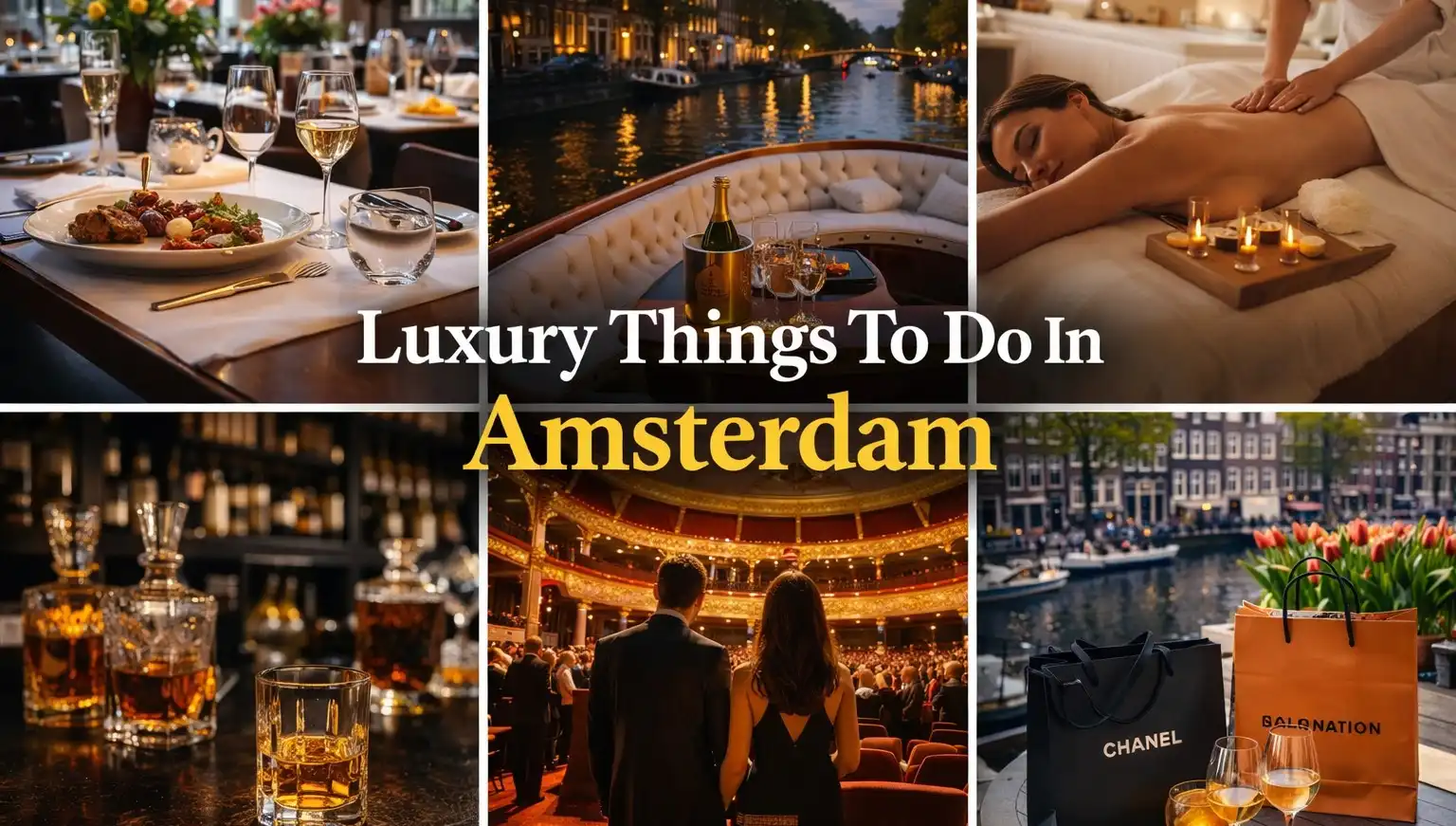 luxury canal dinner cruise experience in Amsterdam at sunset