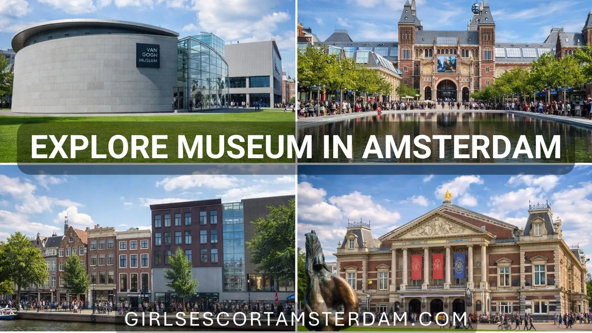 Museumplein in Amsterdam surrounded by famous museums and green park area
