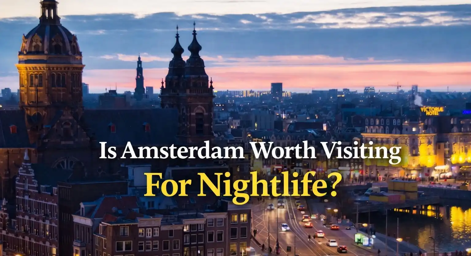 Amsterdam nightlife scene with clubs and bars in Leidseplein district