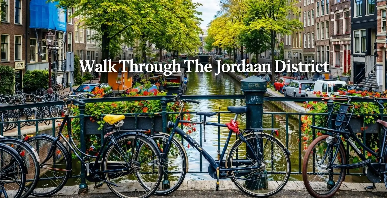 Jordaan district streets in Amsterdam with canals and historic houses