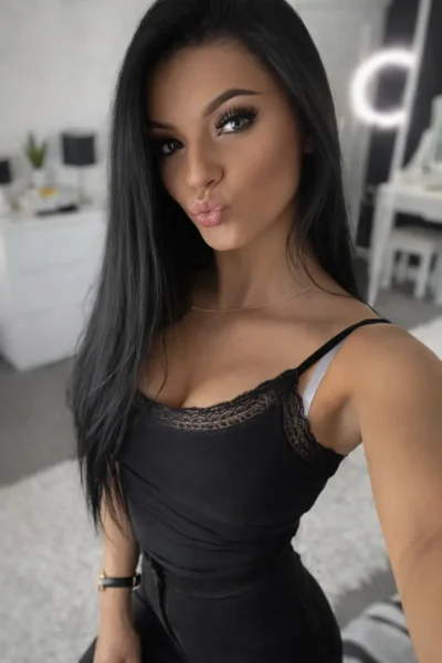 brunette lingerie escort black lace outfit Amsterdam